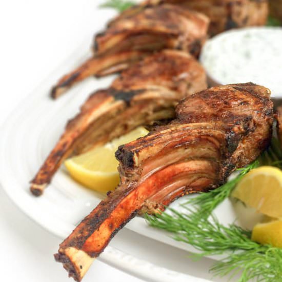 Greek Lamb Chops w/ Tzatziki Sauce