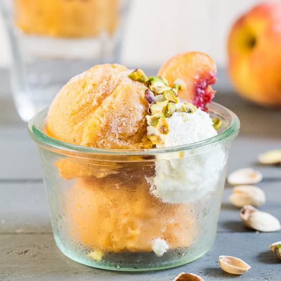 Bourbon Poached Peach Sorbet