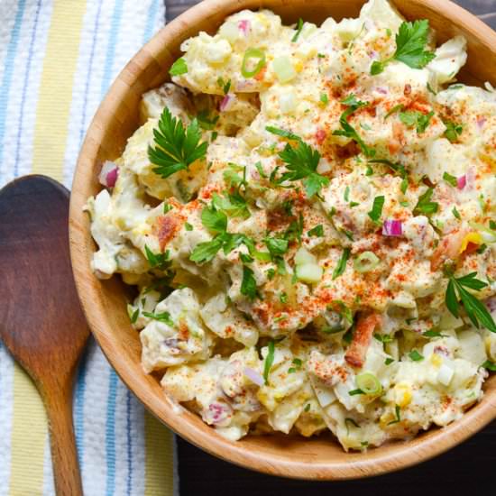 Bacon and egg potato salad