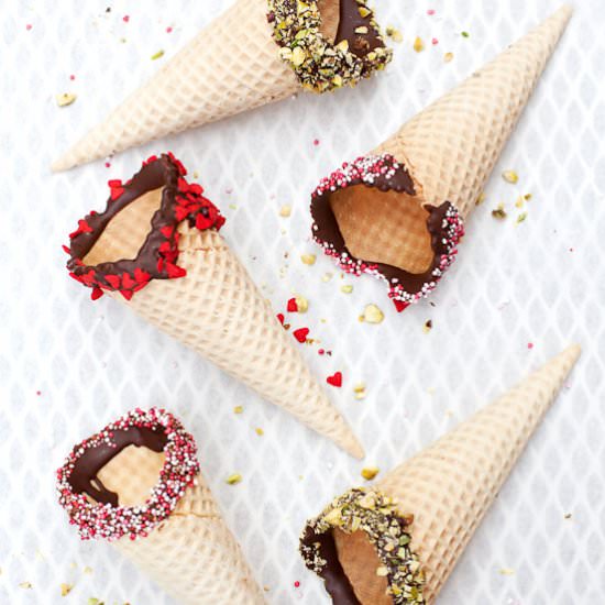 Chocolate Dipped Ice Cream Cones