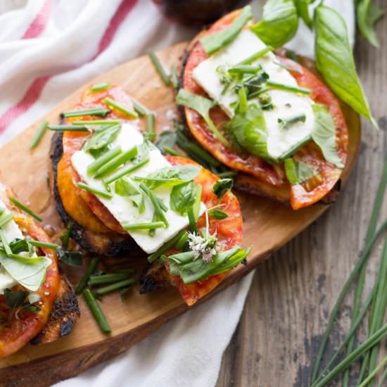 Heirloom Tomato + Feta Toasts