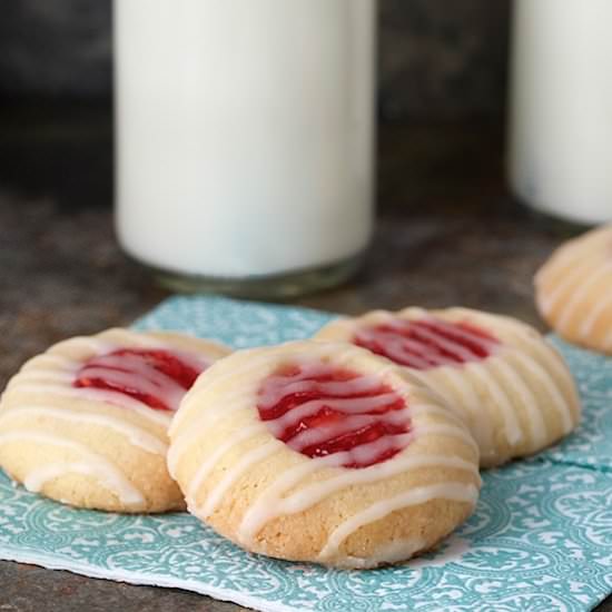 Peach Raspberry Thumbprint Cookies