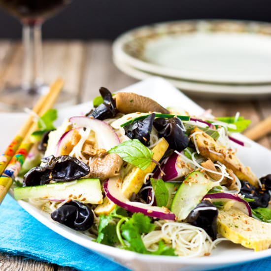 Tofu, Mushroom and Rice Vermicelli