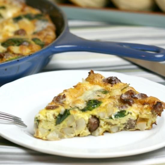 Sausage, Potato, Spinach & Cheddar Frittata