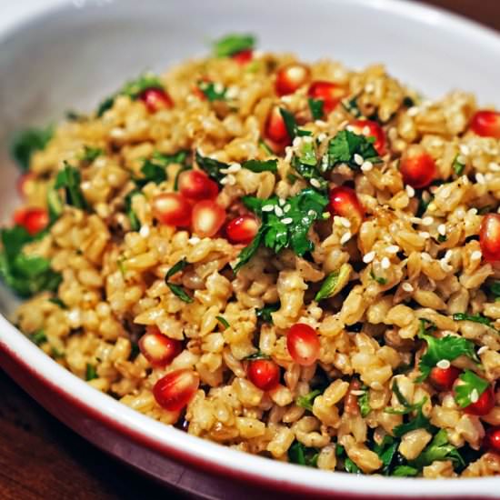 Steamed Barley with Pomegranate