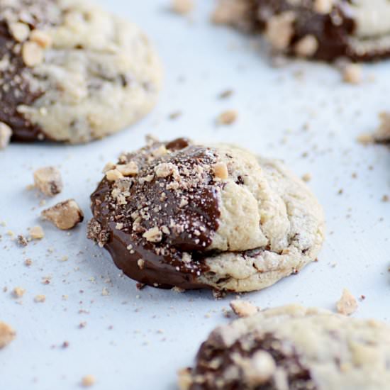 Chocolate Dipped Toffee Chip Cookie