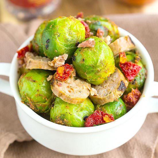Warm Brussels Sprouts Chorizo Salad