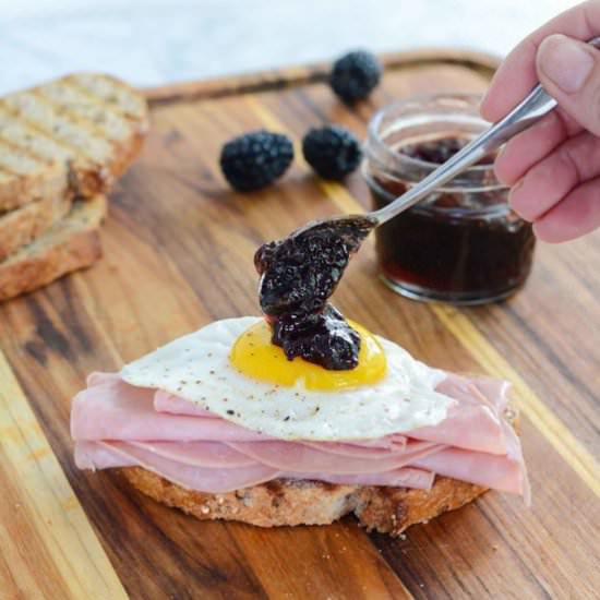 Ham Egg and Blackberry Sandwich
