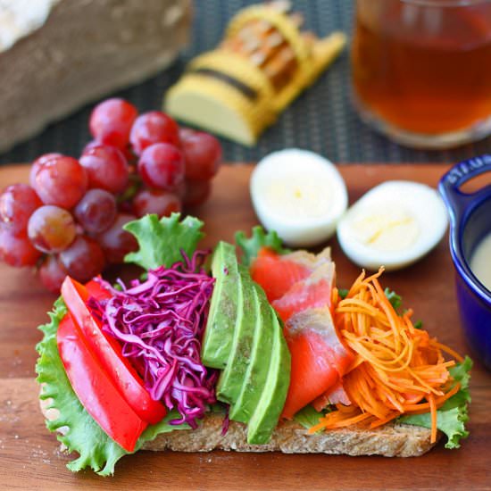 Salmon and Veggie Open Sandwich