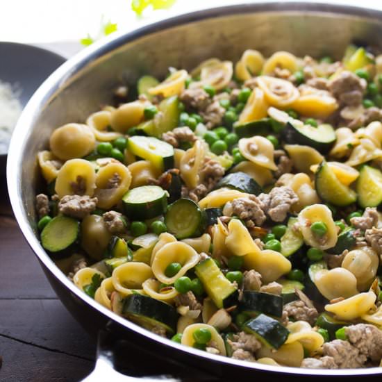 One Pan Orecchiette with Ground Turkey