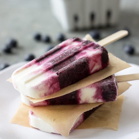 Blueberry Vanilla Swirl Popsicles