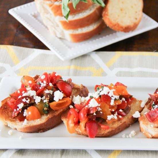 Easy Heirloom Tomato Bruschetta