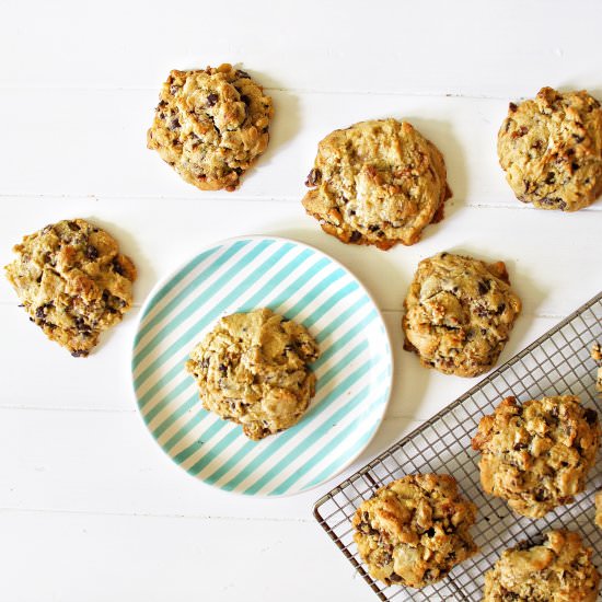 Giant Chocolate Skor Walnut Cookies