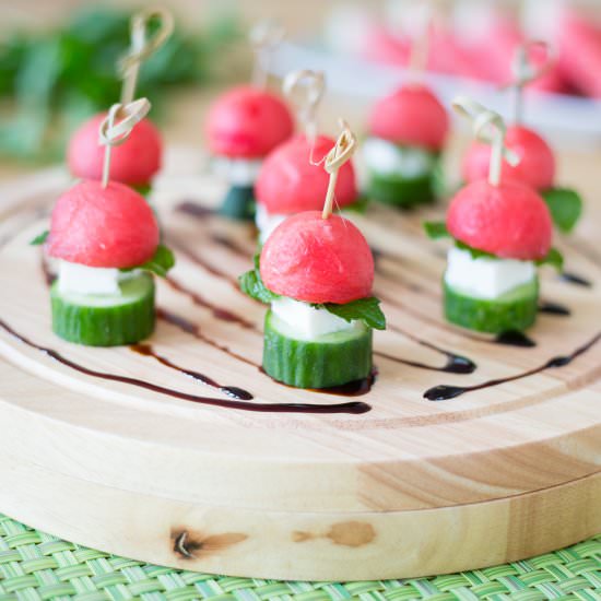 Watermelon Skewers with Feta & Mint