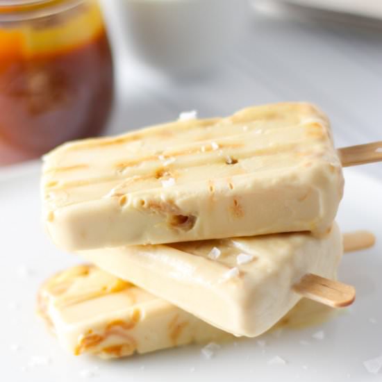 Salted Caramel Yogurt Popsicles