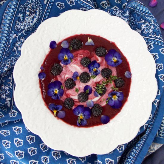 Peach Black Raspberry Dessert Soup