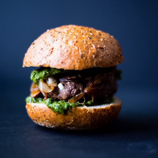 Pesto and Goat Cheese Burger