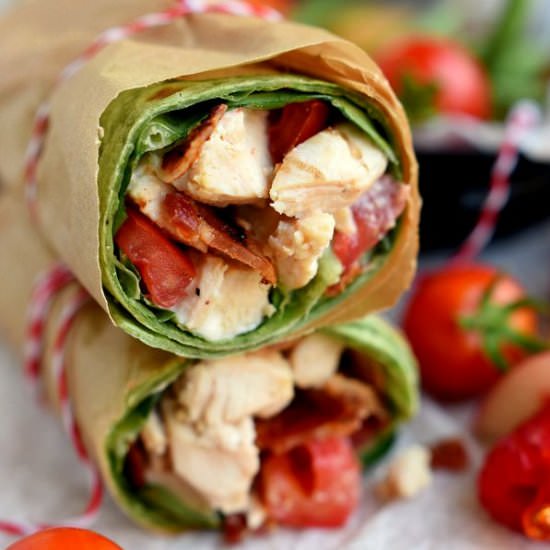 BLT Chicken Caesar Salad Wraps