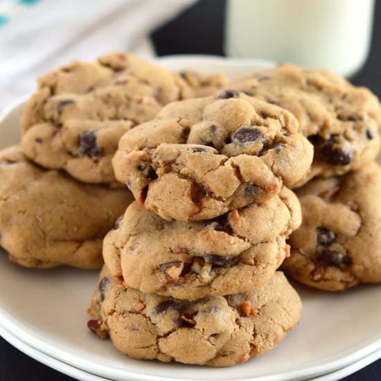 Chocolate toffee pecan cookies