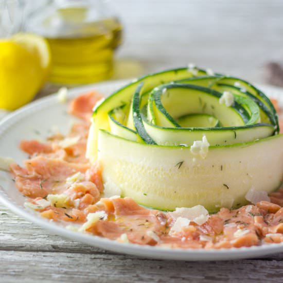 Salmon and zucchini carpaccio