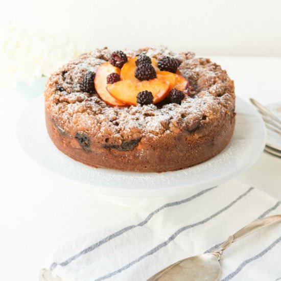 Blackberry peach coffee cake