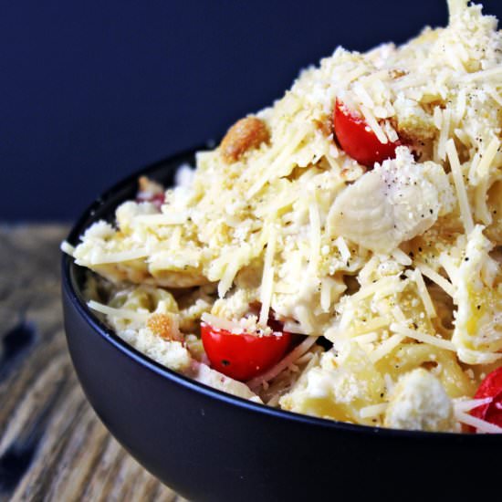 Easy Chicken Caesar Pasta Salad