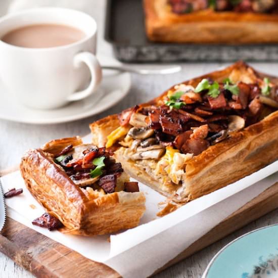 Bacon Mushroom Egg Puff Pastry Tart