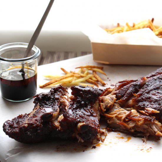 Oven-baked sweet & spicy spare ribs