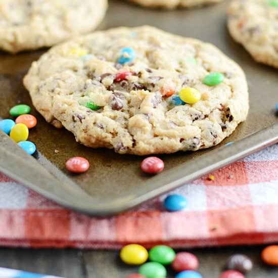 M&M Oatmeal Chocolate Chip Cookies