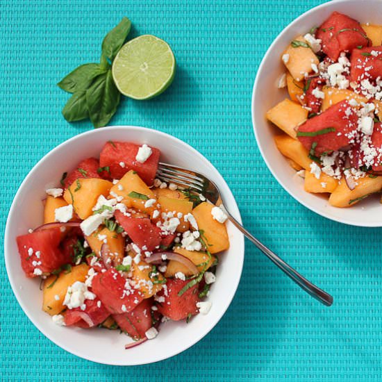 Melon Salad with Feta and Basil