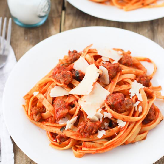 Spicy Sausage Fettuccine