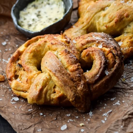 Spicy Buffalo Blue Cheese Stuffed Pretzels