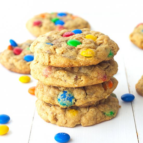 Monster M&M Peanut Butter Cookies