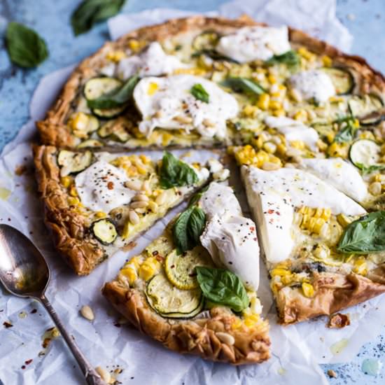 Zucchini and Roasted Corn Pizza