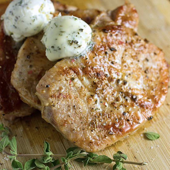 Grilled Pork Chops with Herb Butter