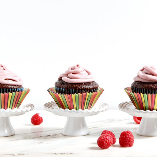 Chocolate-Covered Raspberry Cupcakes