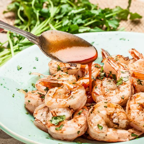 buttery spicy asian grilled shrimp