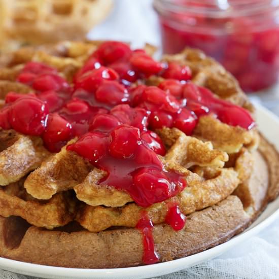 Cherry Oat Waffles