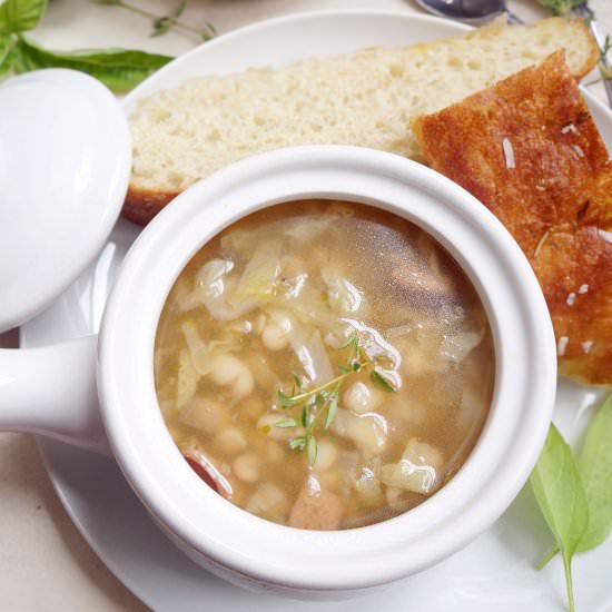 Spicy Cabbage and White Bean Soup