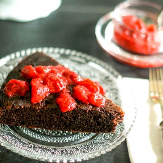 Black Bean Cake with Strawberries