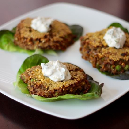 Lentil Burgers w/ Lemon Basil Mayo