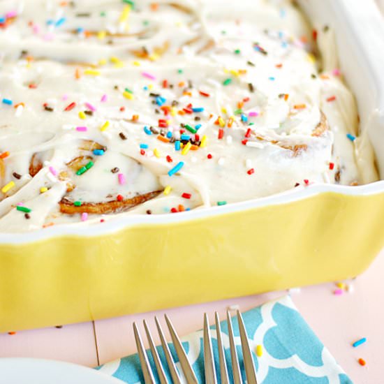 Cake Batter Cinnamon Rolls