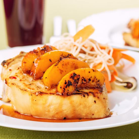 Brined Pork Chops & Glazed Nectarines