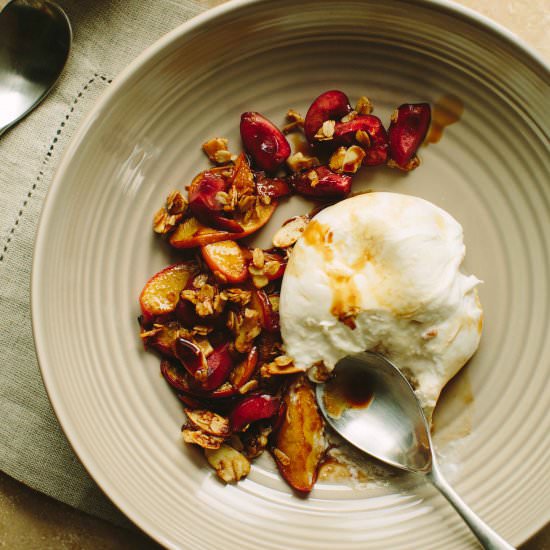 Burrata with Roasted Peaches
