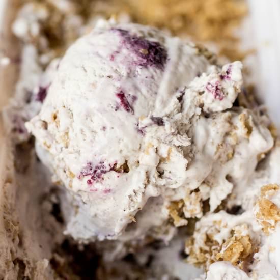 No Churn Blueberry Crisp Ice Cream