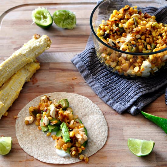 Charred Corn and Pepper Tacos