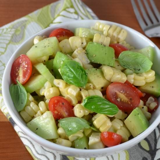 Corn, Avocado, Tomato, and Basil Salad