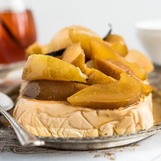 Chai Panna Cotta with Poached Pears