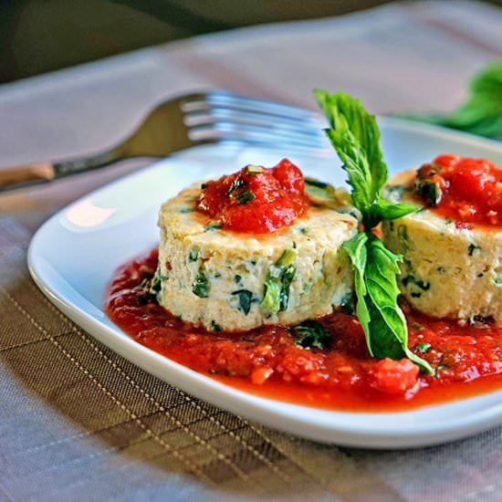 Tomato and Spinach Polenta Cakes