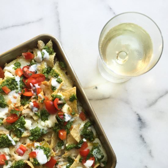 Chicken Pesto Nachos